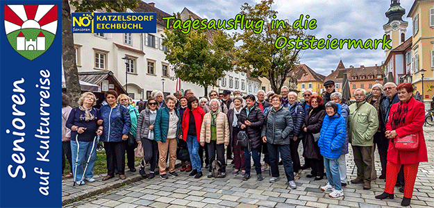 Fotocollage JoSt - Gruppenbild der Fahrt-Teilnehmerinnen und Teilnehmer in Bad Radkersburg